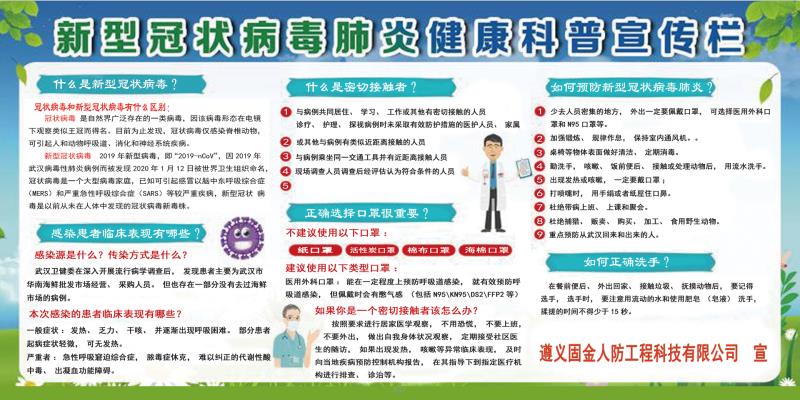 新型冠状病毒肺炎健康科普宣传栏